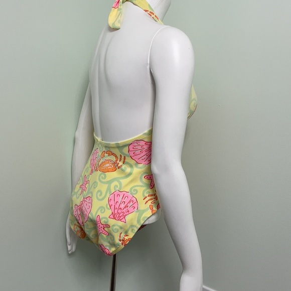 Lilly Pulitzer Sunrise Sandbar one piece yellow halter swimsuit - Picture 4 of 9